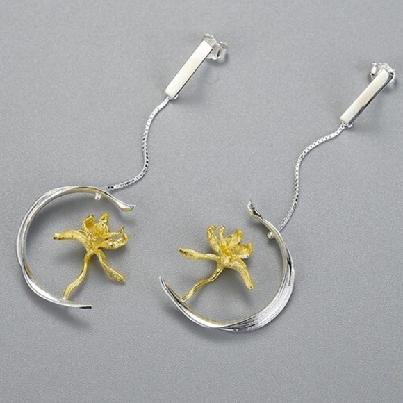 🎁 925 Silver Artisan Handmade The Zahyr Palm Tree Earrings - Picture 4 of 10